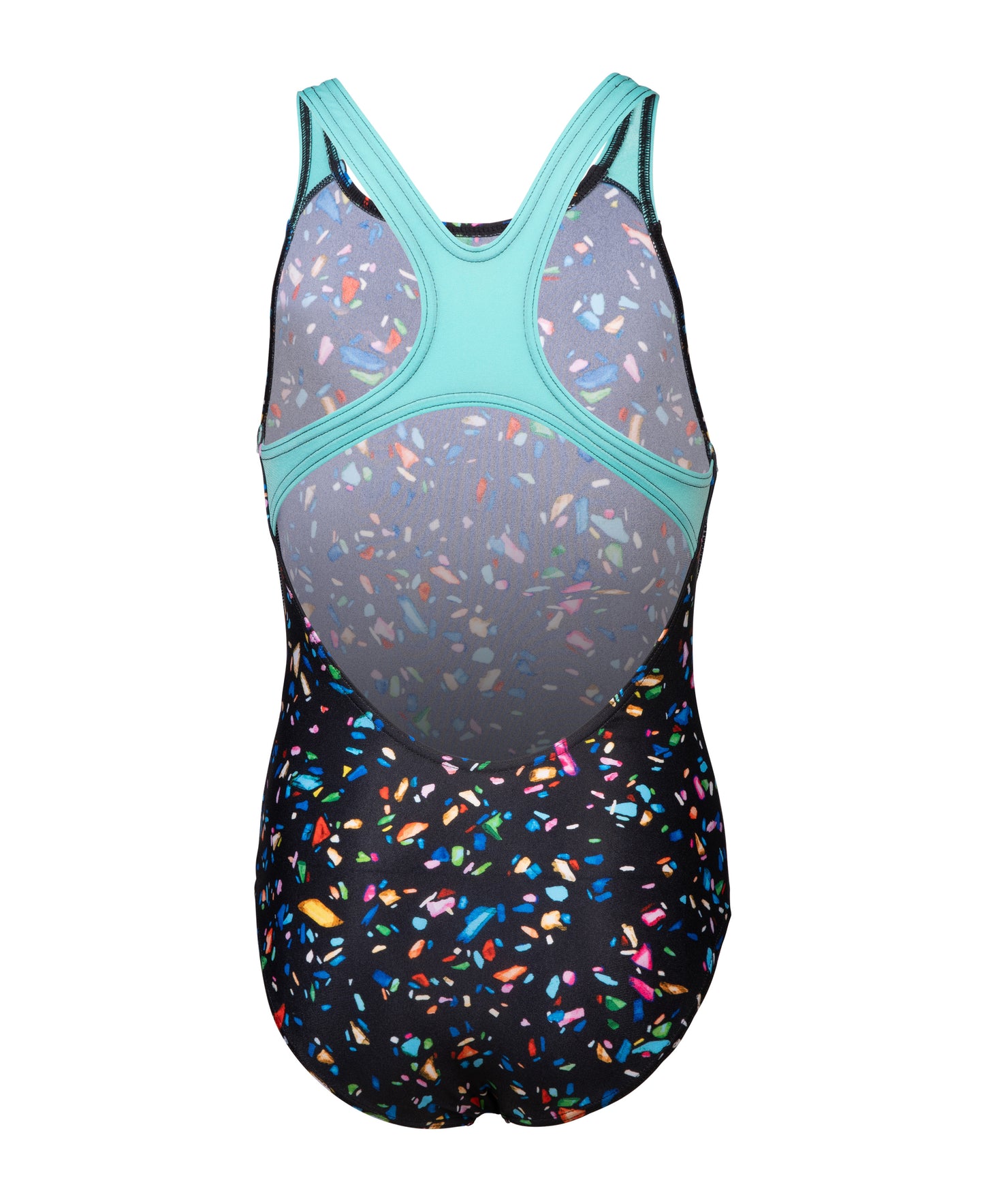 GIRL'S ARENA CONFETTI SWIMSUIT SWIM PRO BACK BLACK