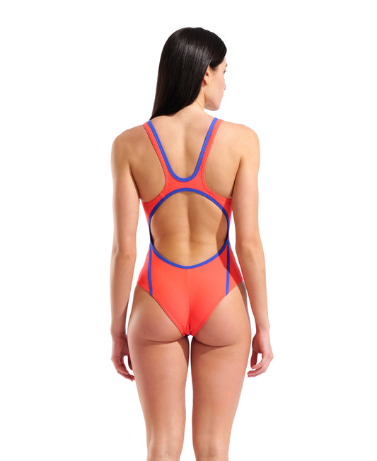 Hyperflow Tech Back Badedragt – Orange/Blå