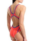 Hyperflow Tech Back Badedragt – Orange/Blå