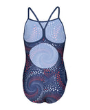 GIRL'S ARENA FIREFLOW SWIMSUIT LIGHTDROP BACK NAVY