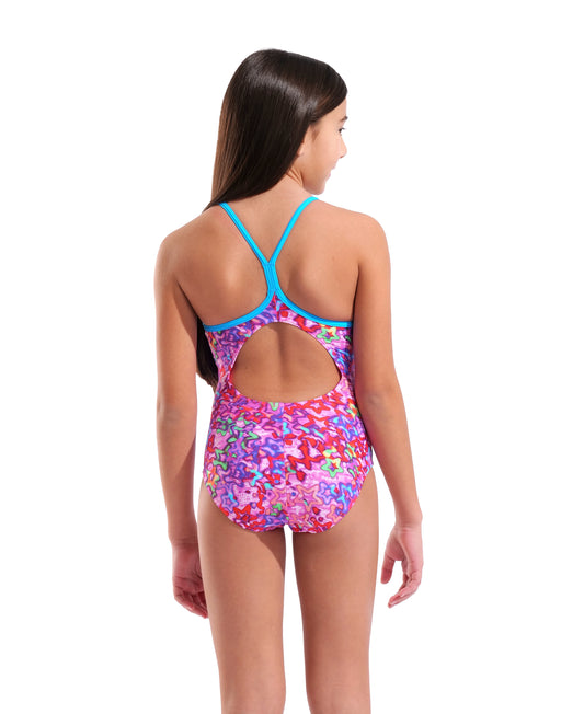 Arena Girl's Stars Swimsuit Light Drop Back L – Pink Multi/Turquoise