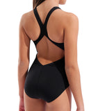 Arena Girl's Roses Swimsuit V Back One Piece – Black/White Multi