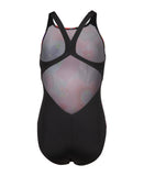 Arena Girl's Roses Swimsuit V Back One Piece – Black/White Multi