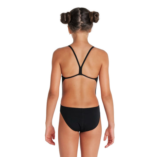 GIRL'S TEAM SWIMSUIT CHALLENGE SOLID BLACK-WHITE