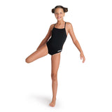 GIRL'S TEAM SWIMSUIT CHALLENGE SOLID BLACK-WHITE