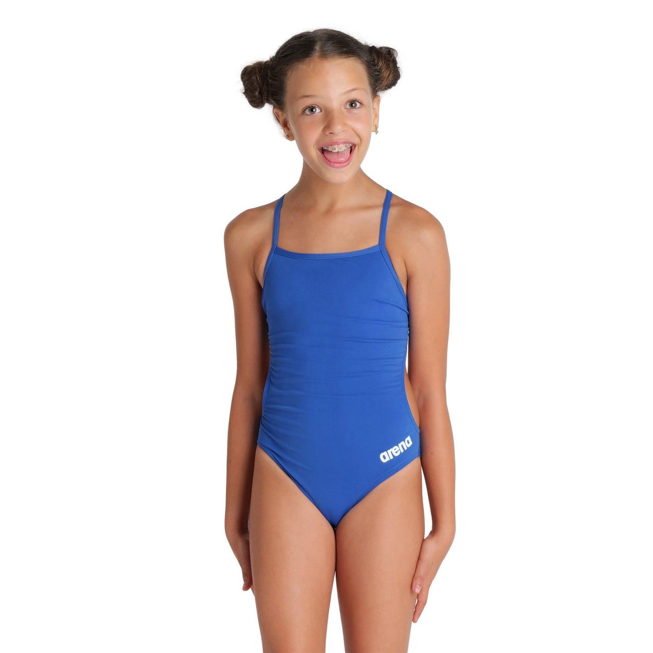 GIRL'S TEAM SWIMSUIT CHALLENGE SOLID ROYAL-WHITE