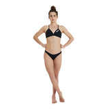 WOMEN'S TEAM SWIM TOP TIE BACK SOLID BLACK-WHITE