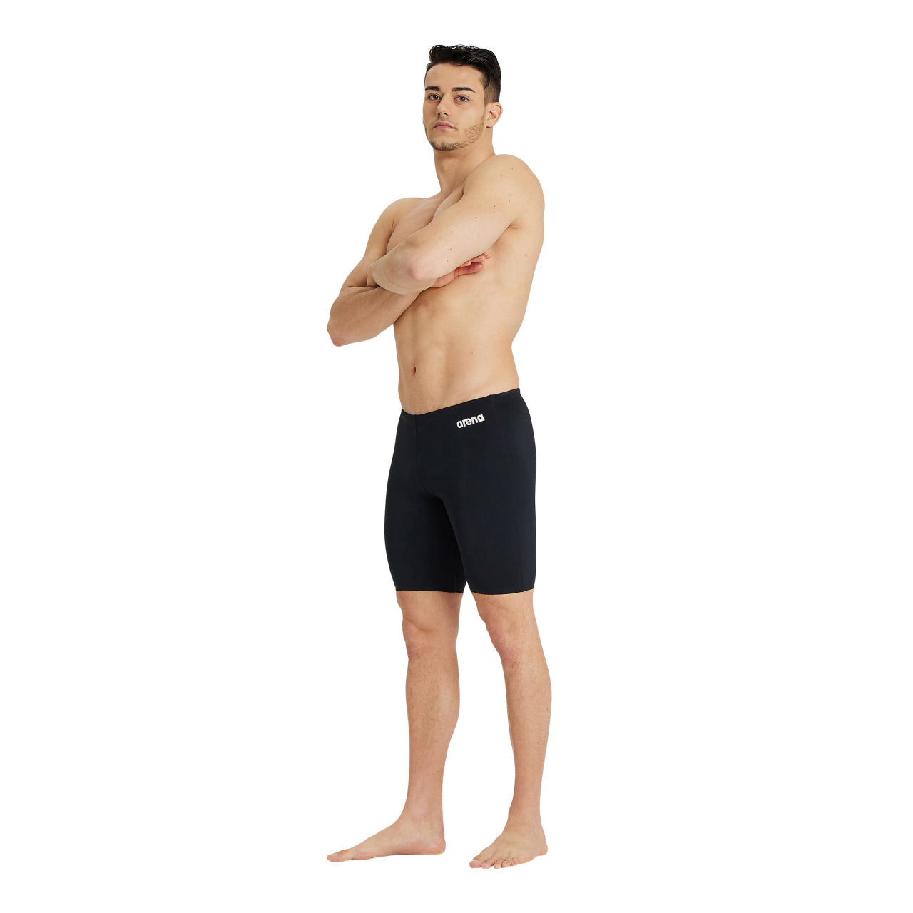 MEN'S TEAM SWIM JAMMER SOLID BLACK-WHITE