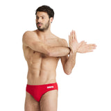 MEN'S TEAM SWIM BRIEFS SOLID RED-WHITE