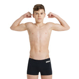 BOY'S TEAM SWIM SHORT SOLID BLACK-WHITE