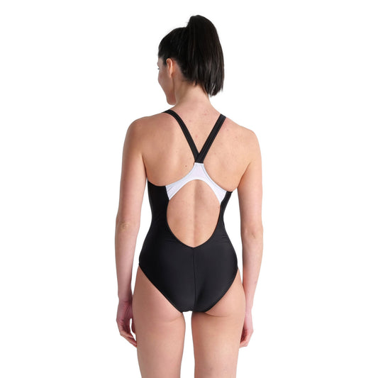 WOMEN'S SWIMSUIT V BACK GRAPHIC BLACK-WHITE