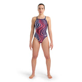 WOMEN'S SWIMSUIT LIGHTDROP BACK MARBLED NAVY-RED M