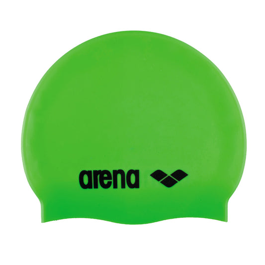 Arena Silicone badehætte Junior - Acid limegrøn/Sort logo