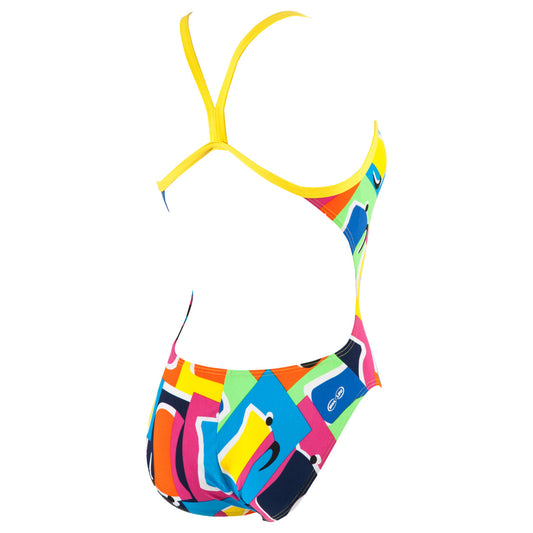 Arena Espresso badedragt - Navy/yellow/green/multi