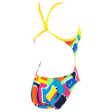 Arena Espresso badedragt - Navy/yellow/green/multi